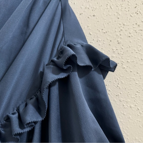 Kate Spade Satin MIDI Ruffle Dress in Antique Blue - Picture 10 of 15